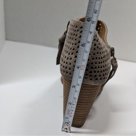 Lucky Brand Womens Brindle Cow Suede Peep-Toe Wedge Ankle Booties Size 7.5M - Picture 10 of 13